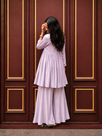 Embroidered Peplum Kurta with Palazzo Set