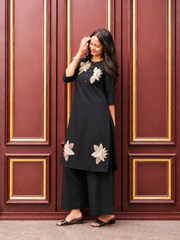 Black Embroidered Kurti with Palazzo Set