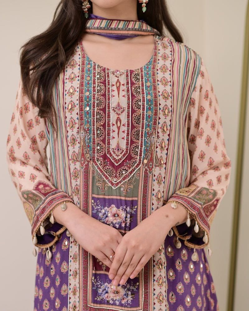 Real Kodi Embroidered Kurta Set with Palazzo