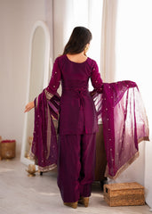 Wine Purple Embroidered Kurta Salwar Set