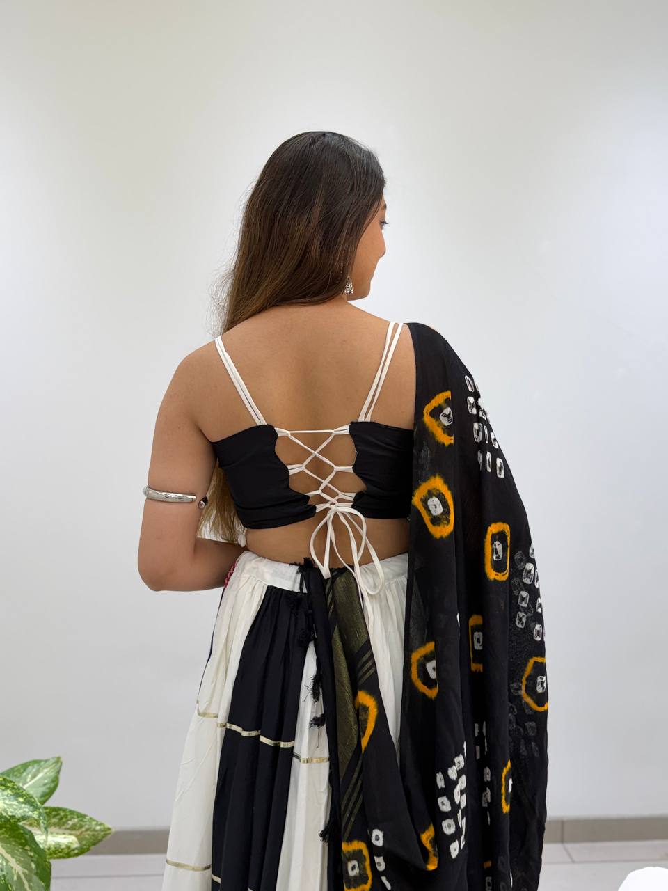 Black & White Kali Designer Lehenga Choli with Dupatta