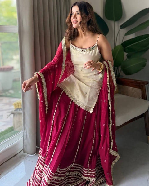 Embroidered Sharara Suit Set with Designer Dupatta