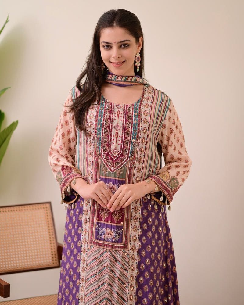 Real Kodi Embroidered Kurta Set with Palazzo