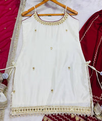 Embroidered Sharara Suit Set with Designer Dupatta