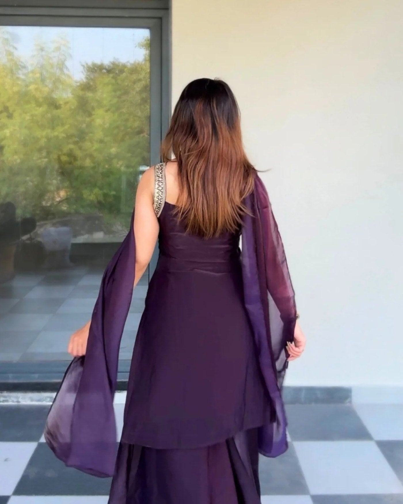 Short Sleve Embroidered Kurta Palazzo Set