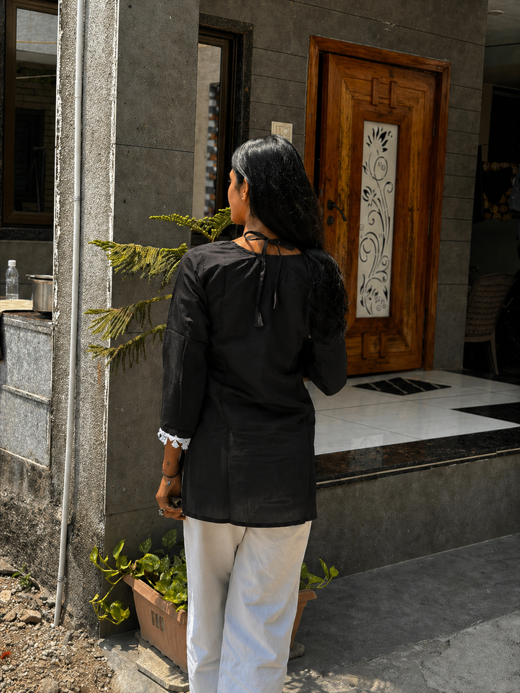 Premium Solid Straight Kurti Top | Round Neck | Full Sleeves