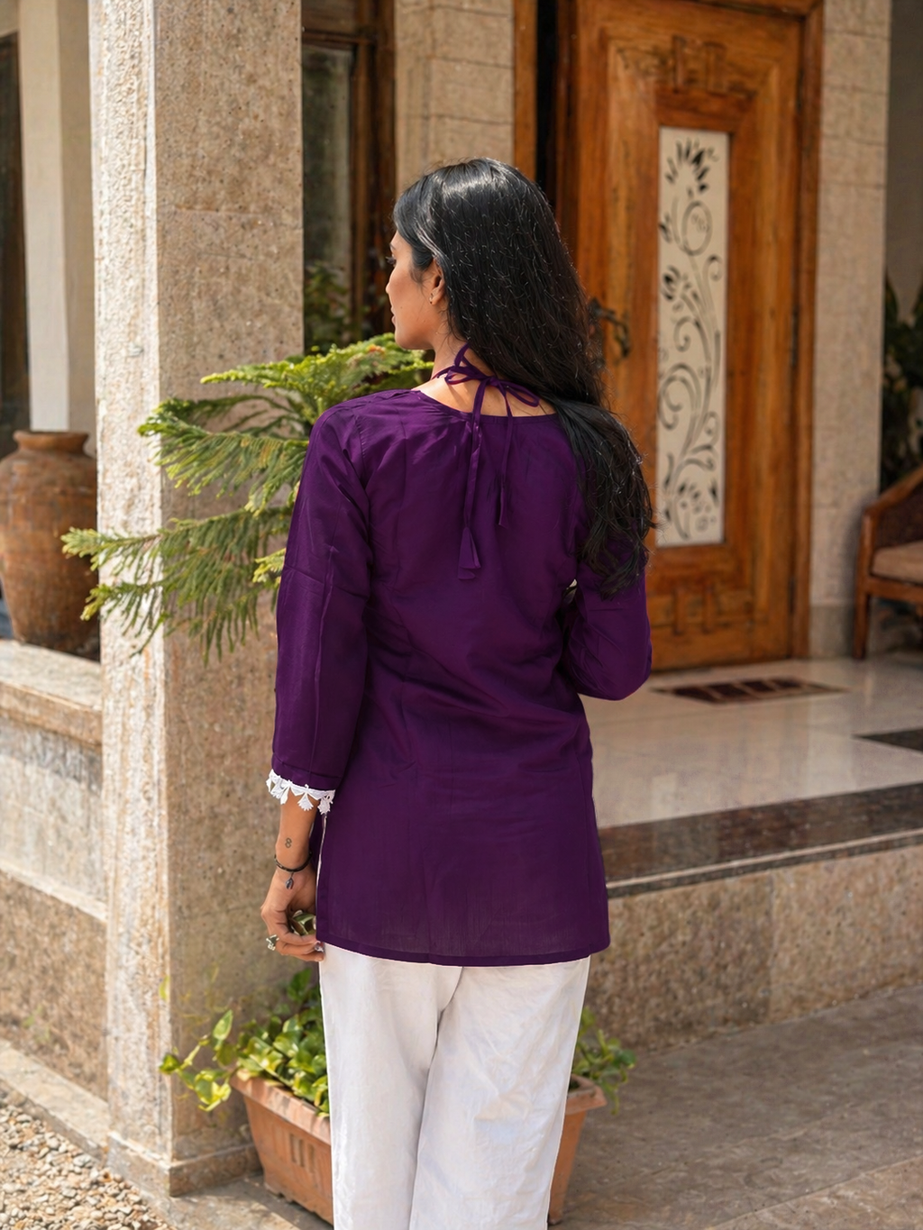 Premium Solid Straight Kurti Top | Round Neck | Full Sleeves