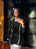 Premium Black Straight Kurti Top | V-Neck