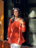 Premium Rust Straight Kurti Top | V-Neck