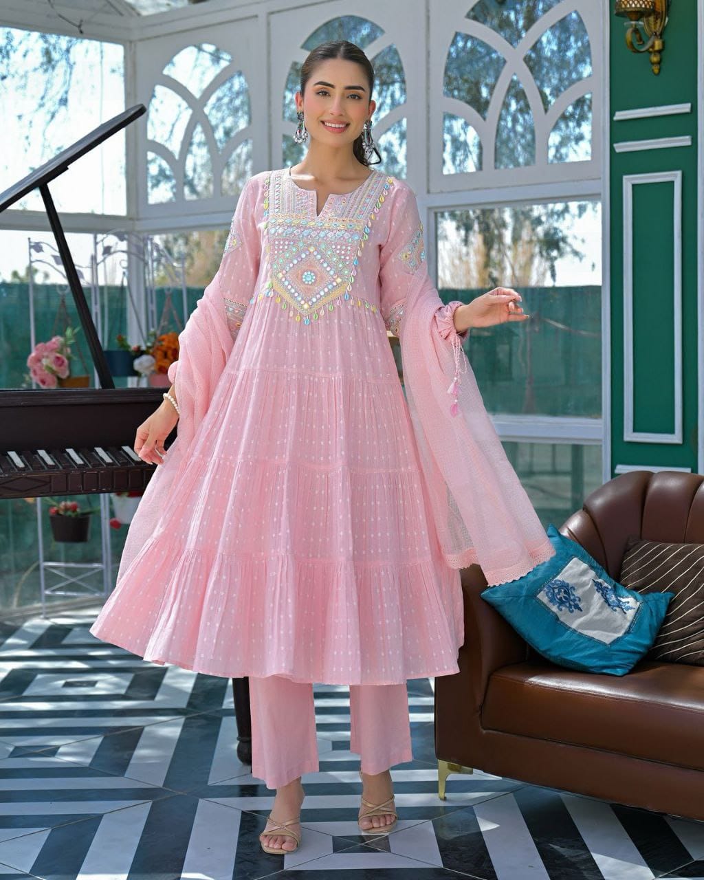 Women's Embroidered Ethnic Kurta Set