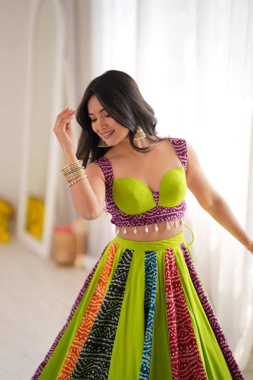 Women’s Traditional Bandhani Printed Lehenga Choli Set