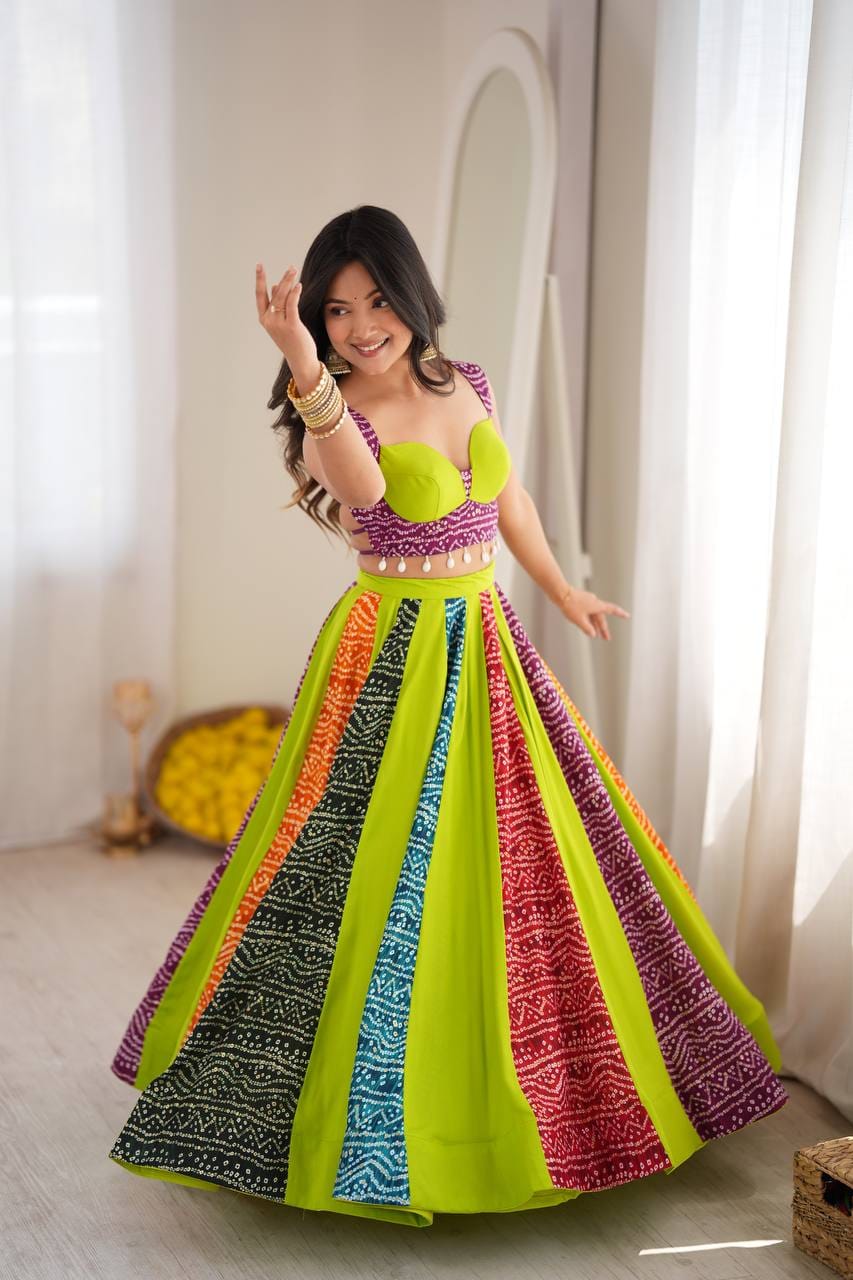 Women’s Traditional Bandhani Printed Lehenga Choli Set