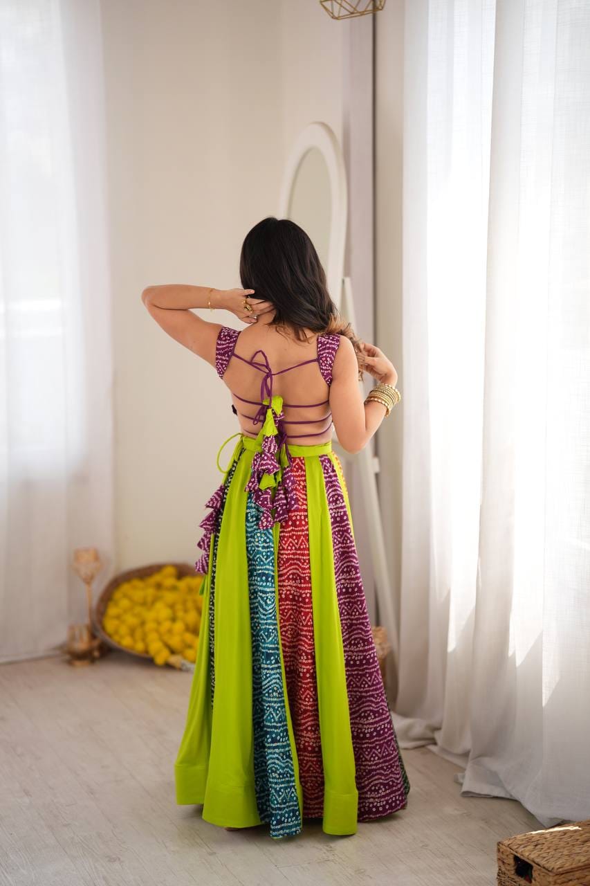 Women’s Traditional Bandhani Printed Lehenga Choli Set
