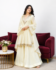 Mirror Work Kurta Set with Palazzo & Dupatta