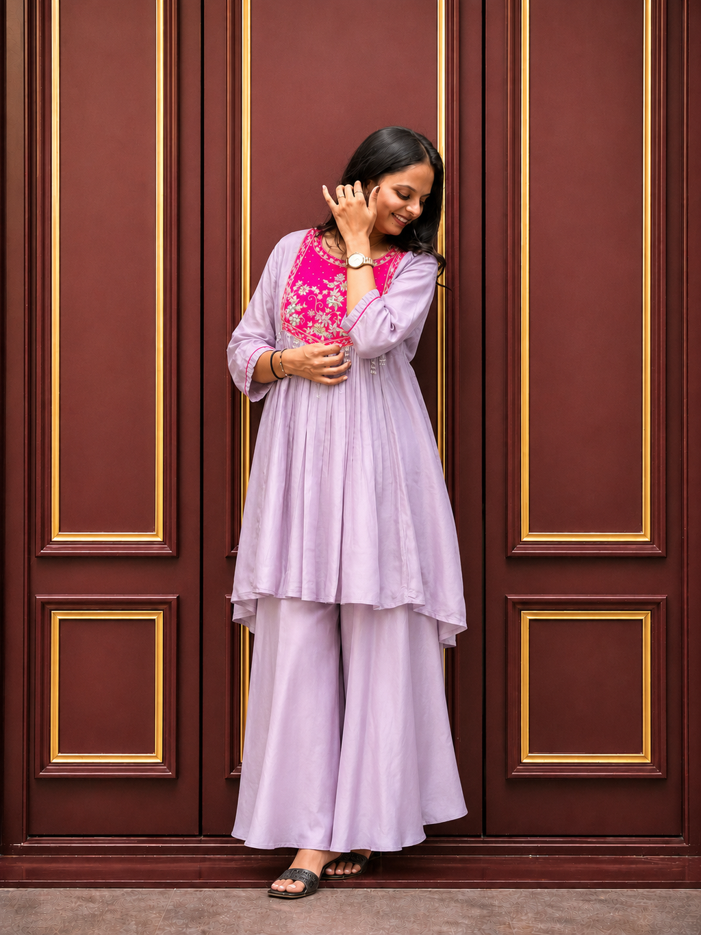 Women's Premium Embroidered Peplum Kurta with Palazzo Set | Elegant Ethnic Wear
