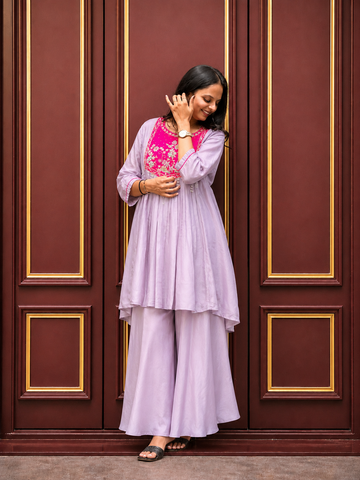 Embroidered Peplum Kurta with Palazzo Set