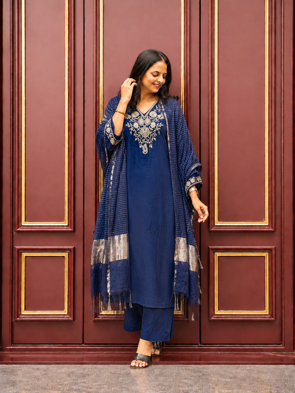 Women's Premium Embroidered Straight Kurta Set with Dupatta | Elegant Ethnic Wear