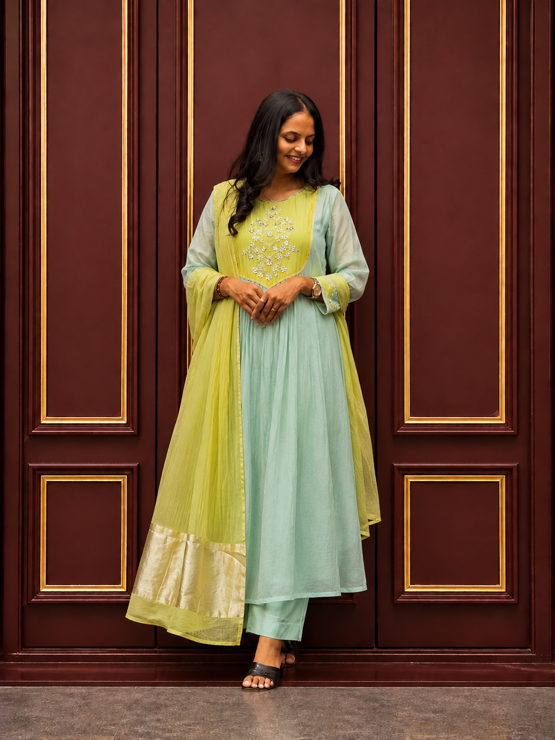 Neck Embroidered Kurta  Set