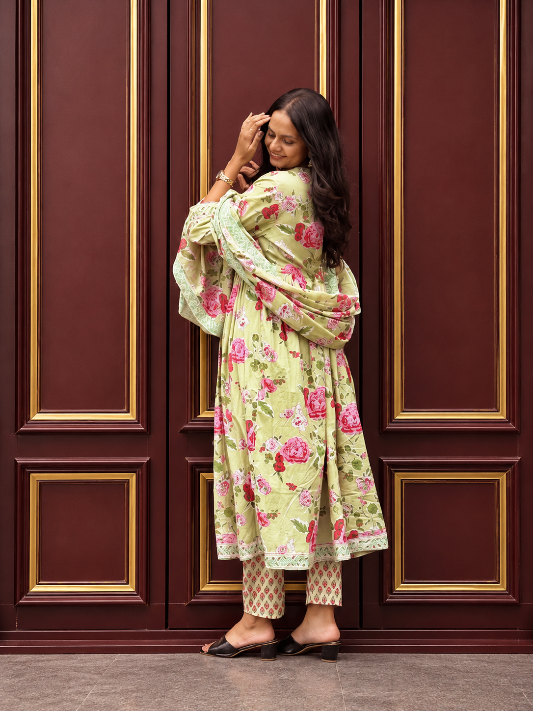 Floral Printed Cotton Kurta Set