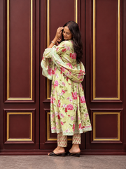 Floral Printed Cotton Kurta Set