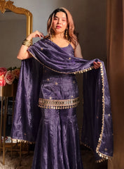 Mirror Work Sharara Suit Set with Dupatta