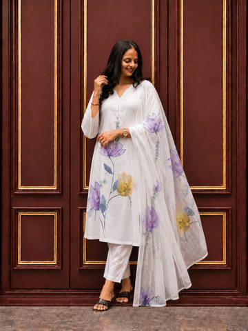 Floral Printed Kurta Pant & Dupatta Set
