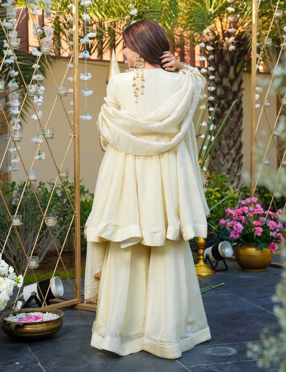 Mirror Work Kurta Set with Palazzo & Dupatta