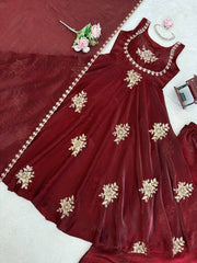 Embroidered Anarkali Kurta Set with Dupatta | Festive & Wedding