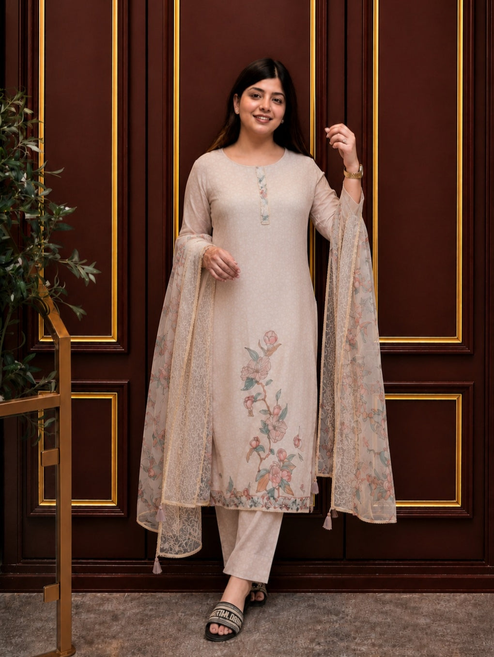 Lilan Floral Printed Straight Kurta Set