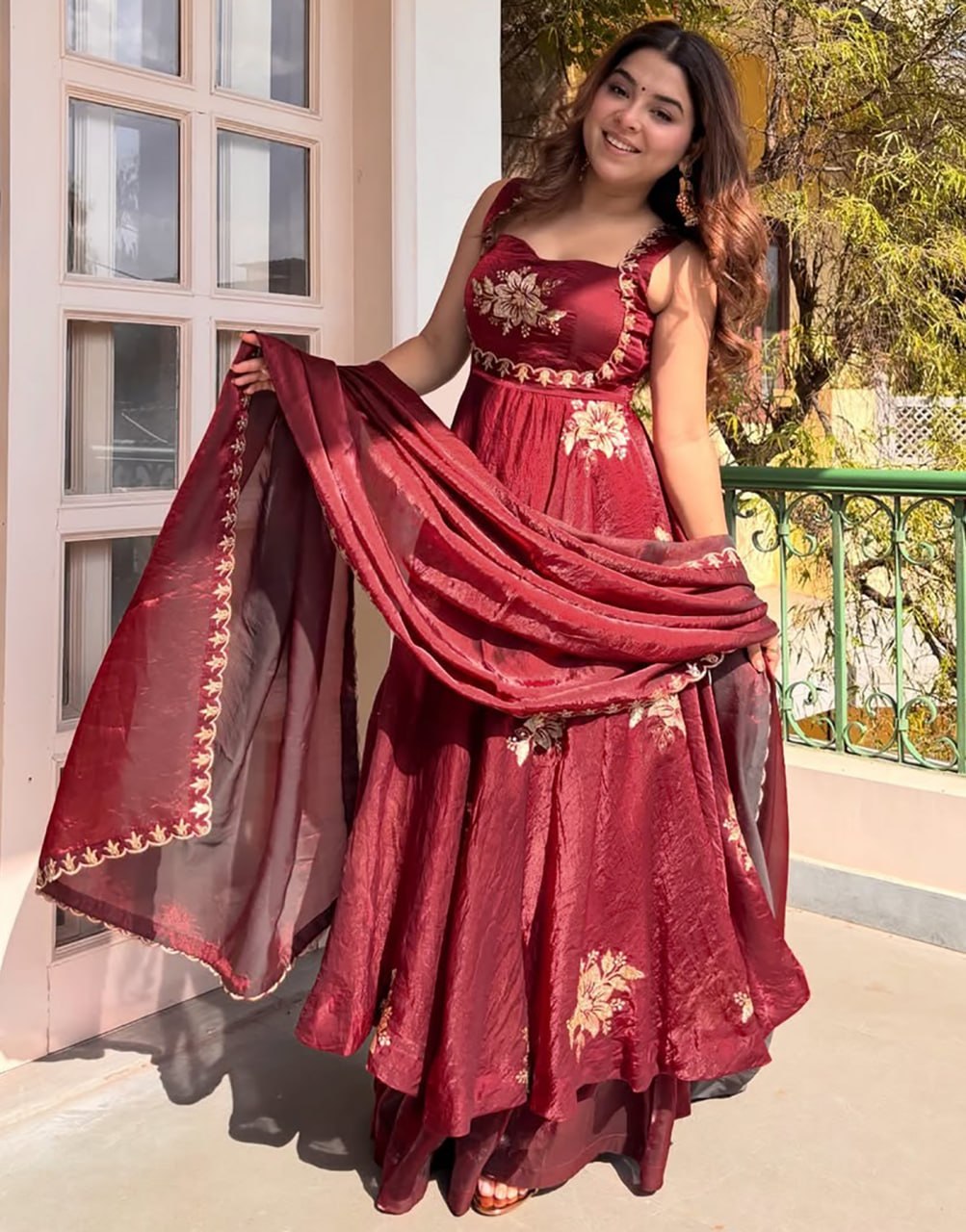 Women's Premium Embroidered Anarkali Gown Set with Matching Dupatta | Festive & Party Wear Ethnic Dress