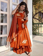 Embroidered Anarkali Kurta Set with Dupatta | Festive & Wedding