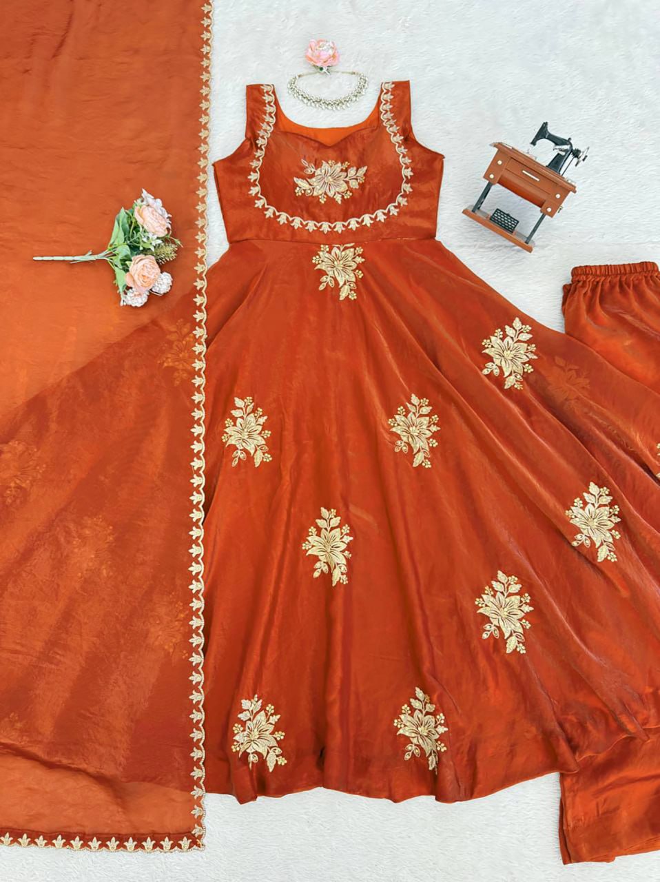 Embroidered Anarkali Kurta Set with Dupatta | Festive & Wedding