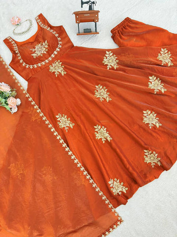Embroidered Anarkali Kurta Set with Dupatta | Festive & Wedding