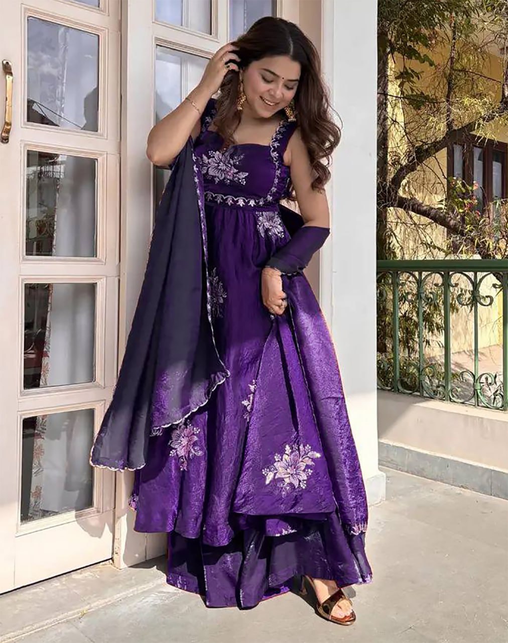 Embroidered Anarkali Kurta Set with Dupatta | Festive & Wedding