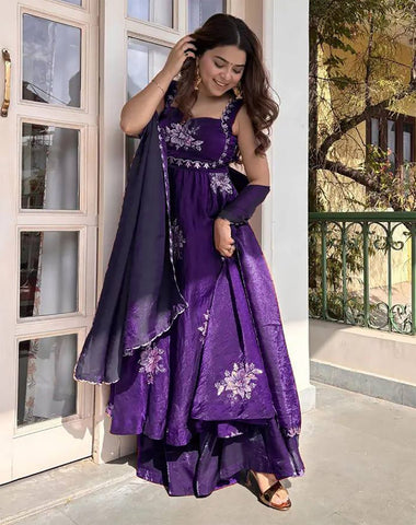Embroidered Anarkali Kurta Set with Dupatta | Festive & Wedding