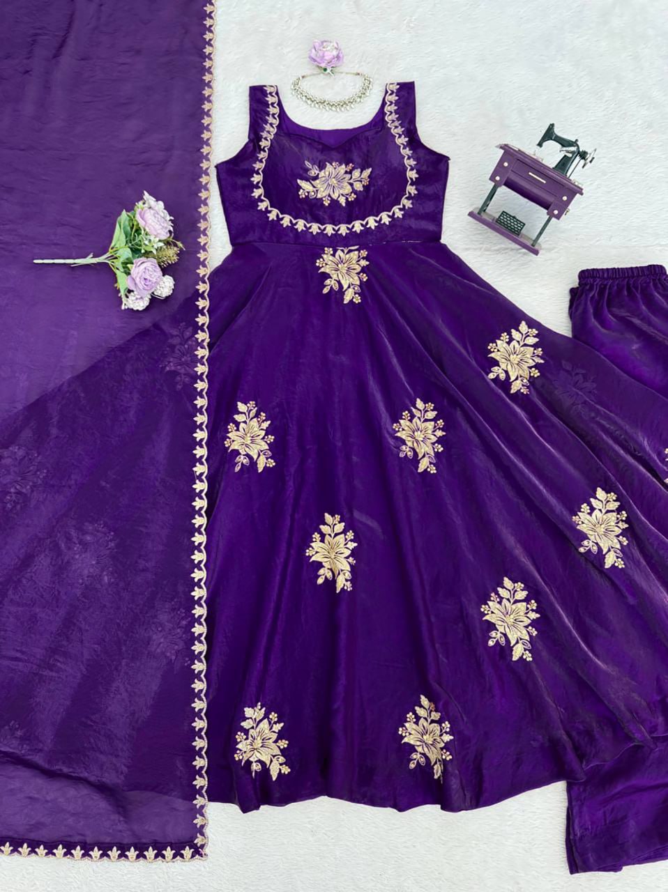 Embroidered Anarkali Kurta Set with Dupatta | Festive & Wedding