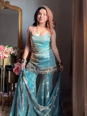 Mirror Work Sharara Suit Set with Designer Dupatta